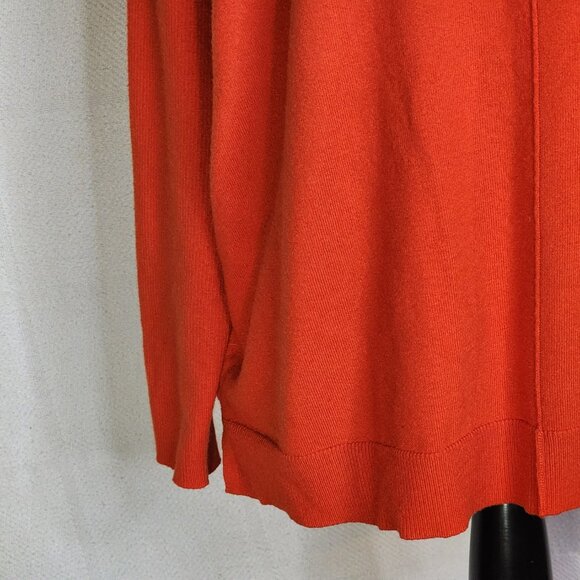 Chico's Orange Center Seam LS Nylon Rayon Poly Cashmere Sweater Sz Chico 2 US L - Picture 7 of 16